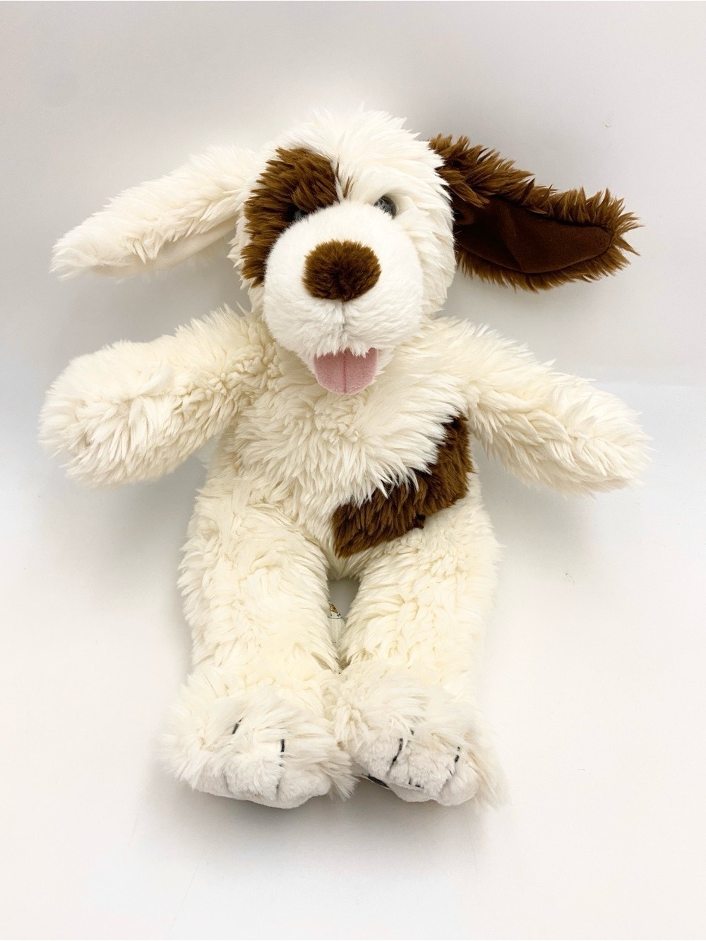 Retired Build-A-Bear White Brown "Playful Pup" Spotted Puppy Dog Tongue Out